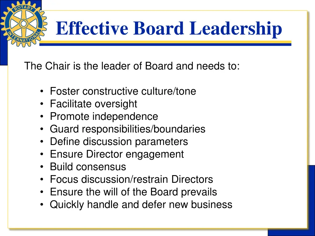 effective board leadership