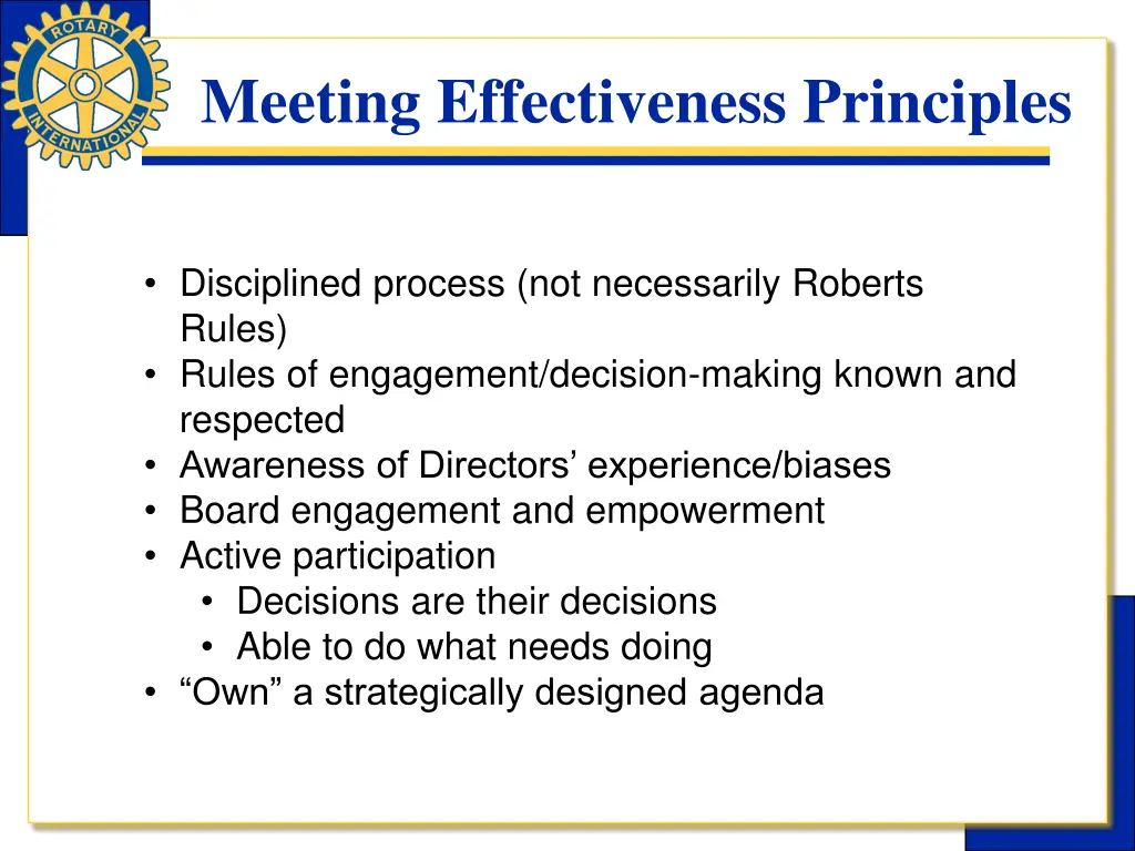 meeting effectiveness principles