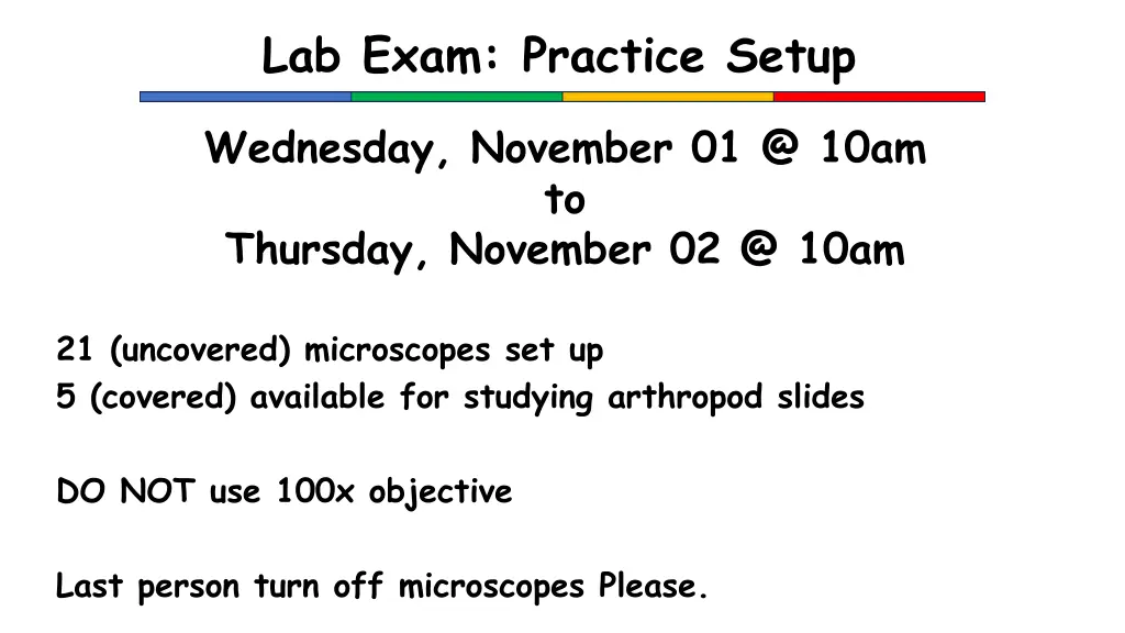 lab exam practice setup