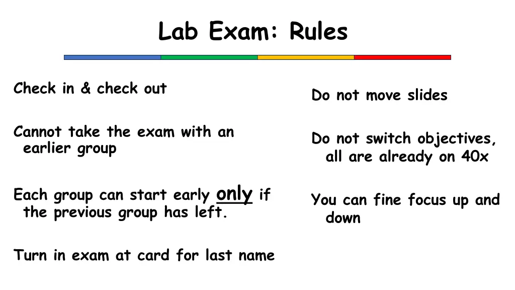 lab exam rules