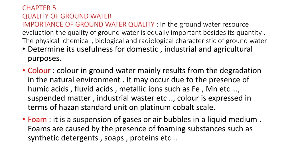chapter 5 quality of ground water importance