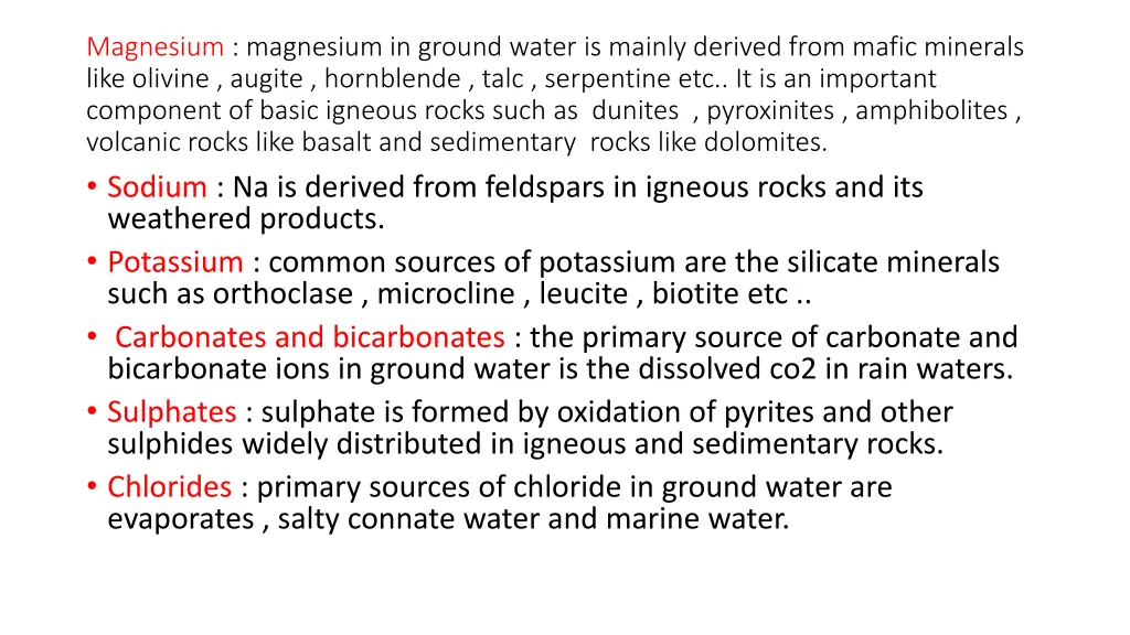 magnesium magnesium in ground water is mainly