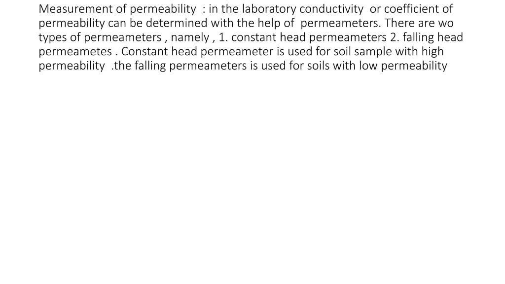 measurement of permeability in the laboratory