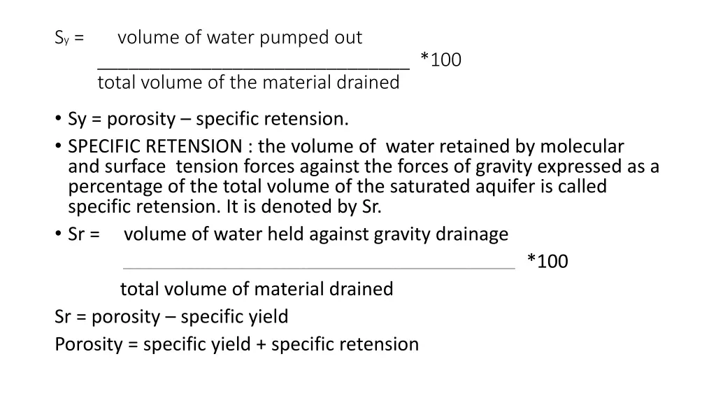 s y volume of water pumped out 100 total volume