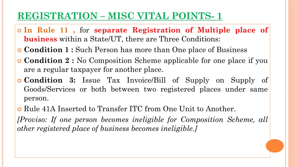 registration misc vital points 1