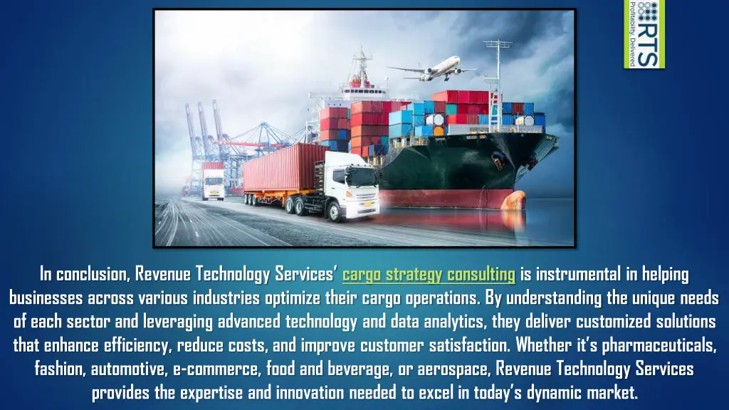 in conclusion revenue technology services cargo