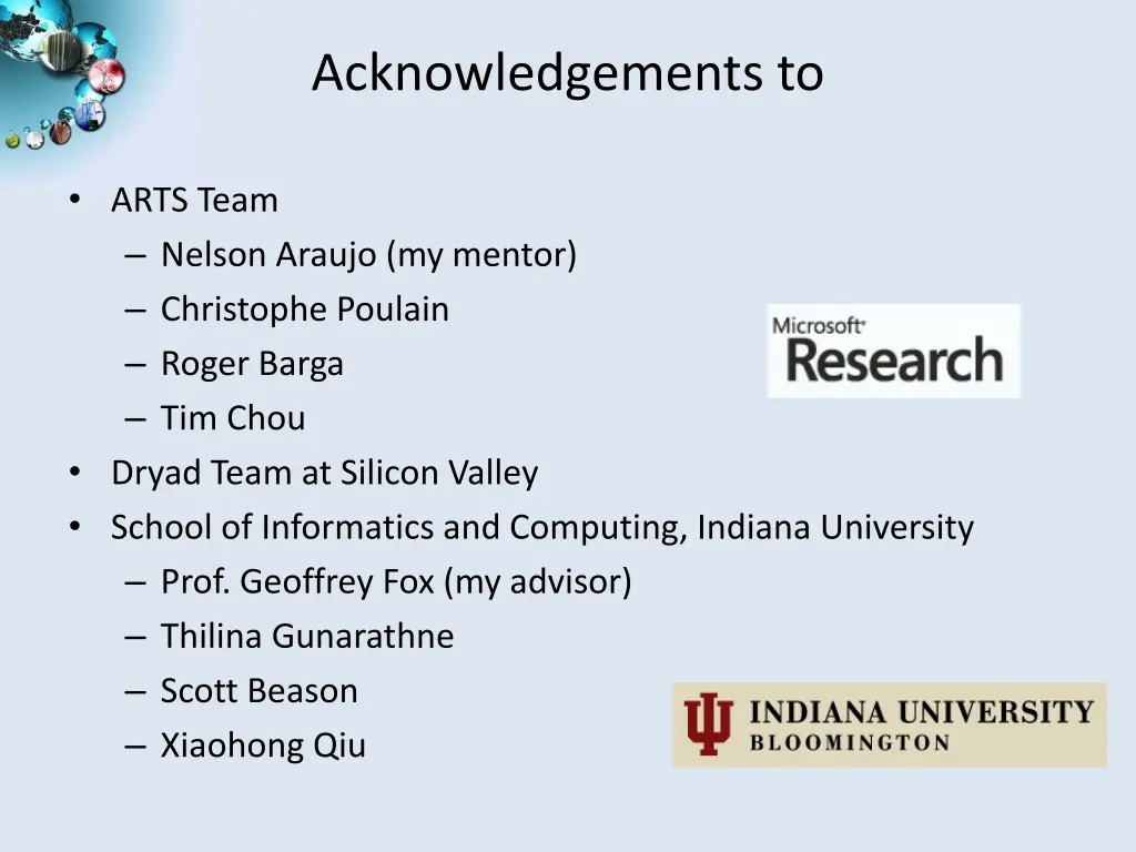 acknowledgements to