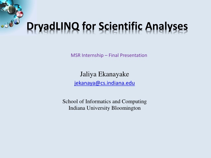 dryadlinq for scientific analyses