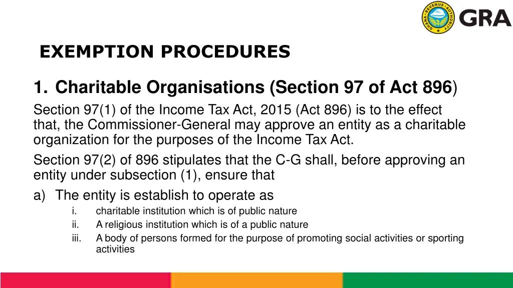 exemption procedures