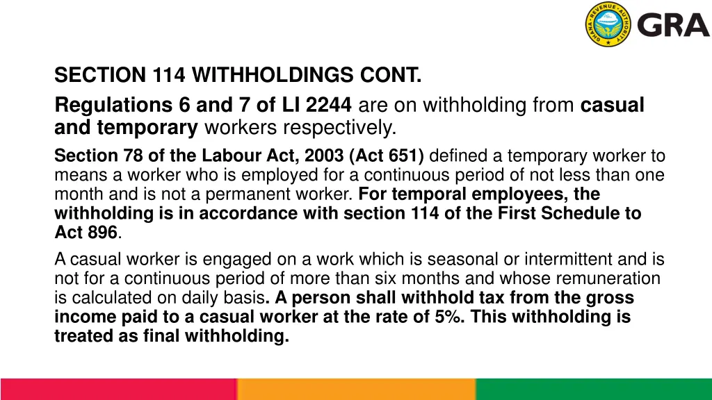 section 114 withholdings cont regulations