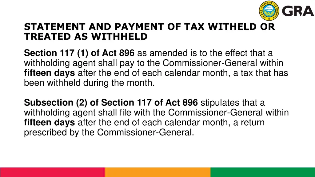 statement and payment of tax witheld or treated