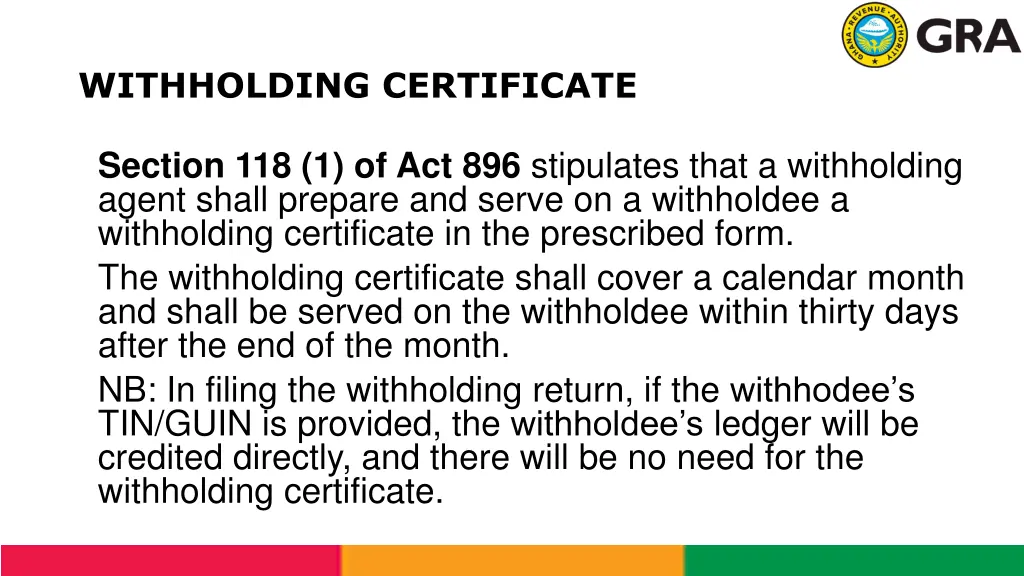 withholding certificate