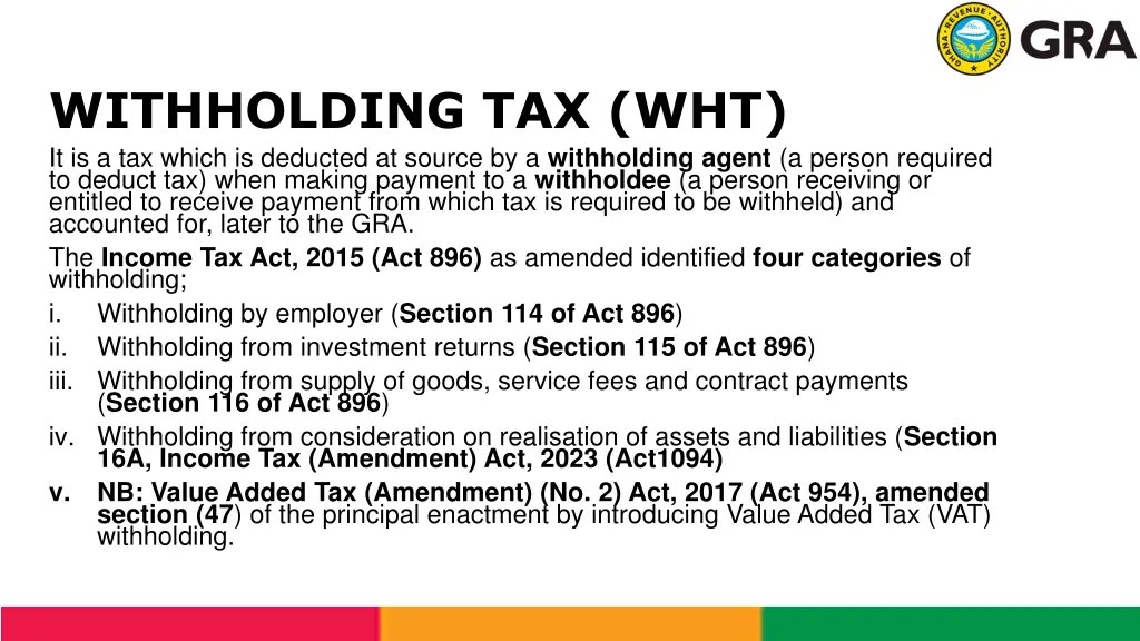 withholding tax wht it is a tax which is deducted