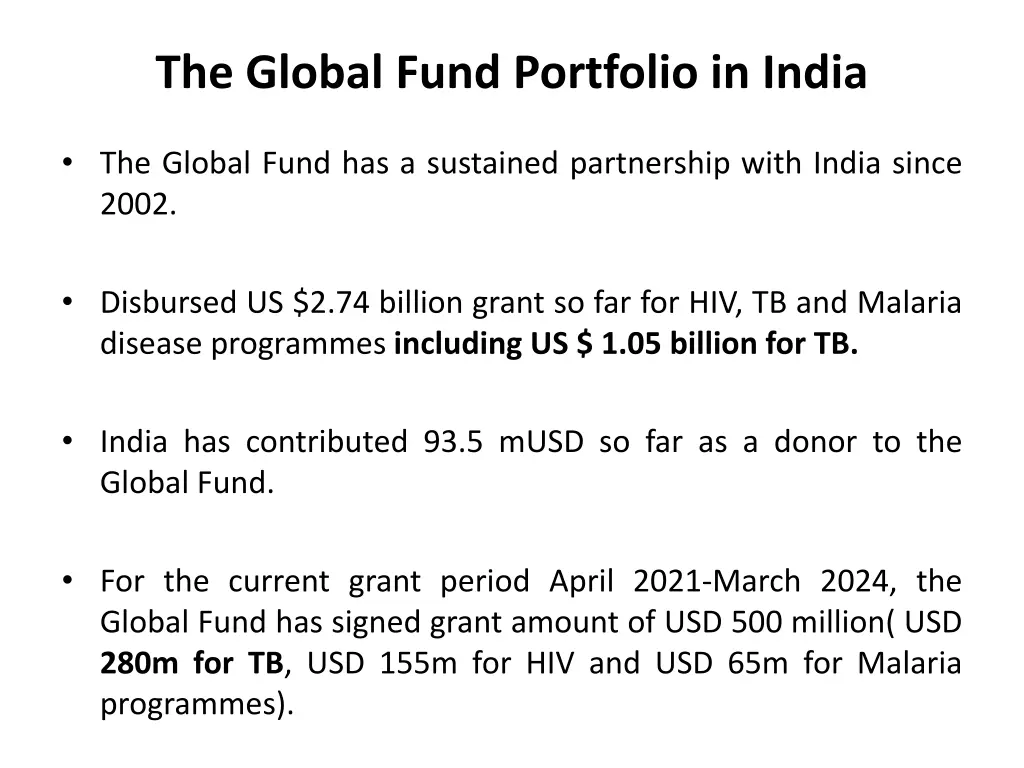 the global fund portfolio in india