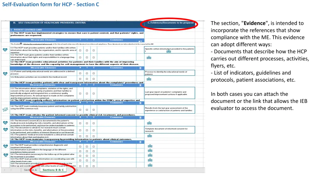 self evaluation form for hcp section c