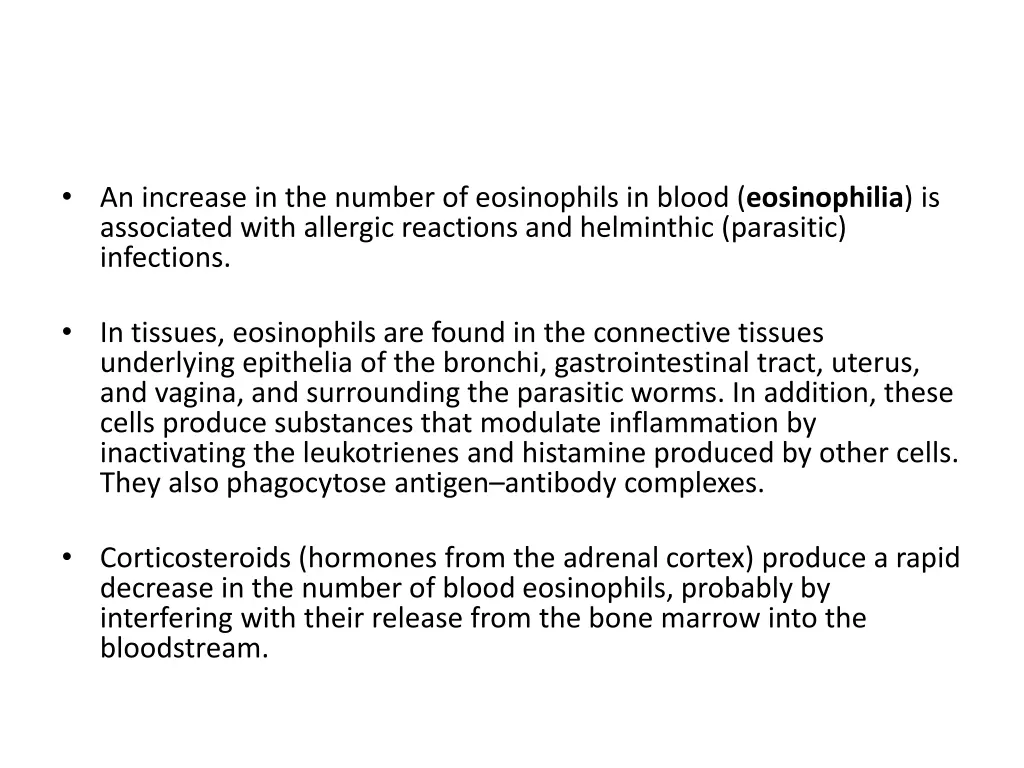 an increase in the number of eosinophils in blood