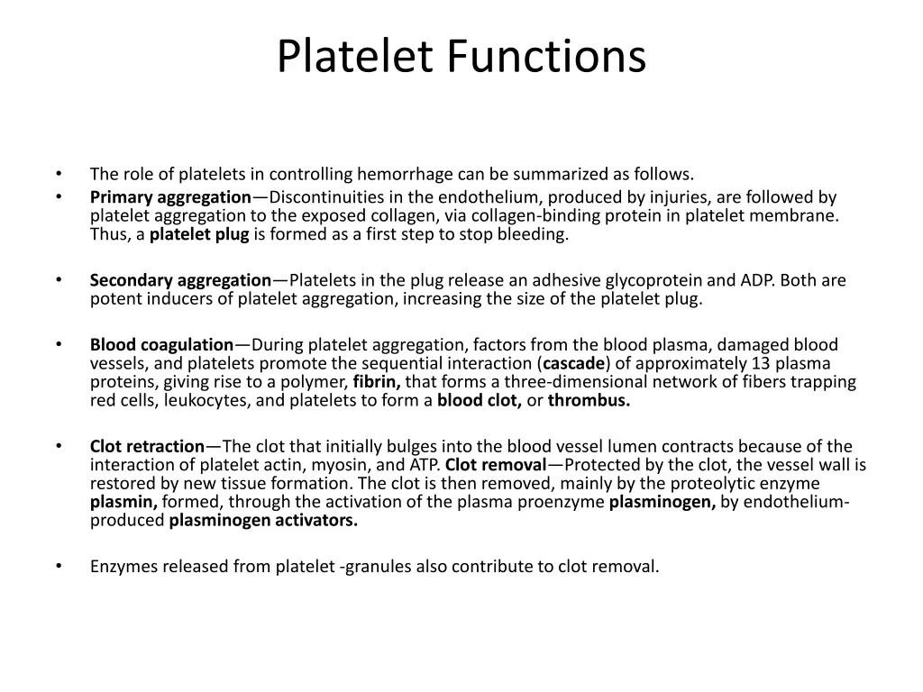 platelet functions