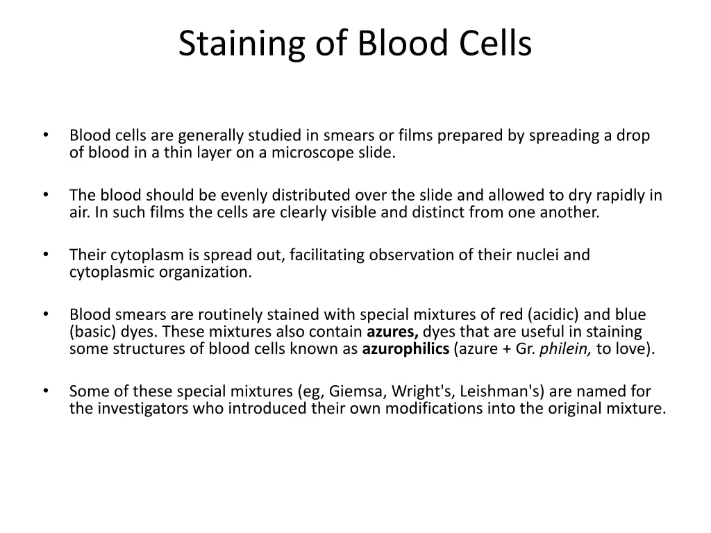 staining of blood cells