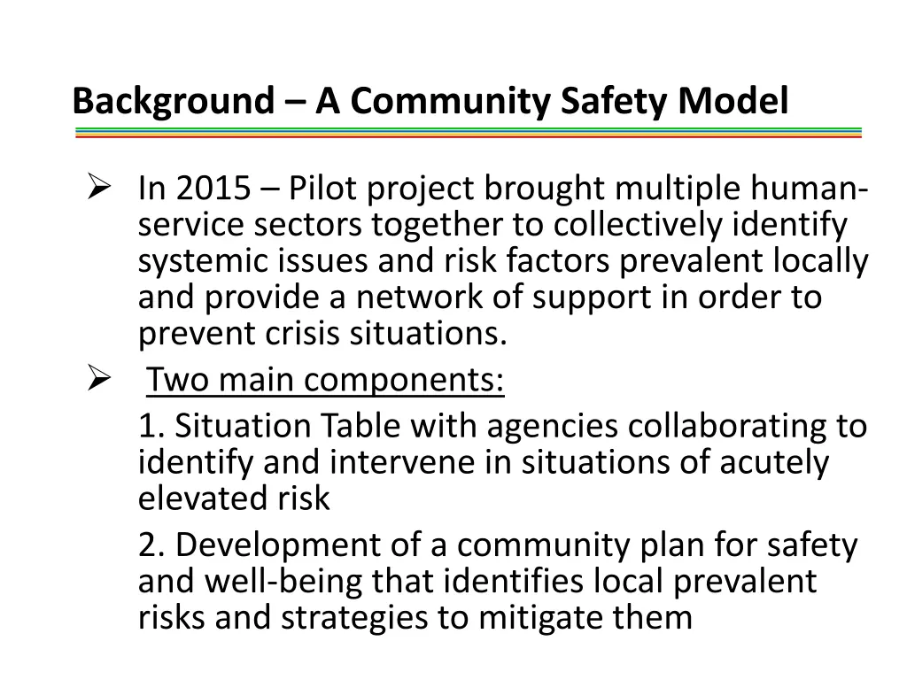 background a community safety model