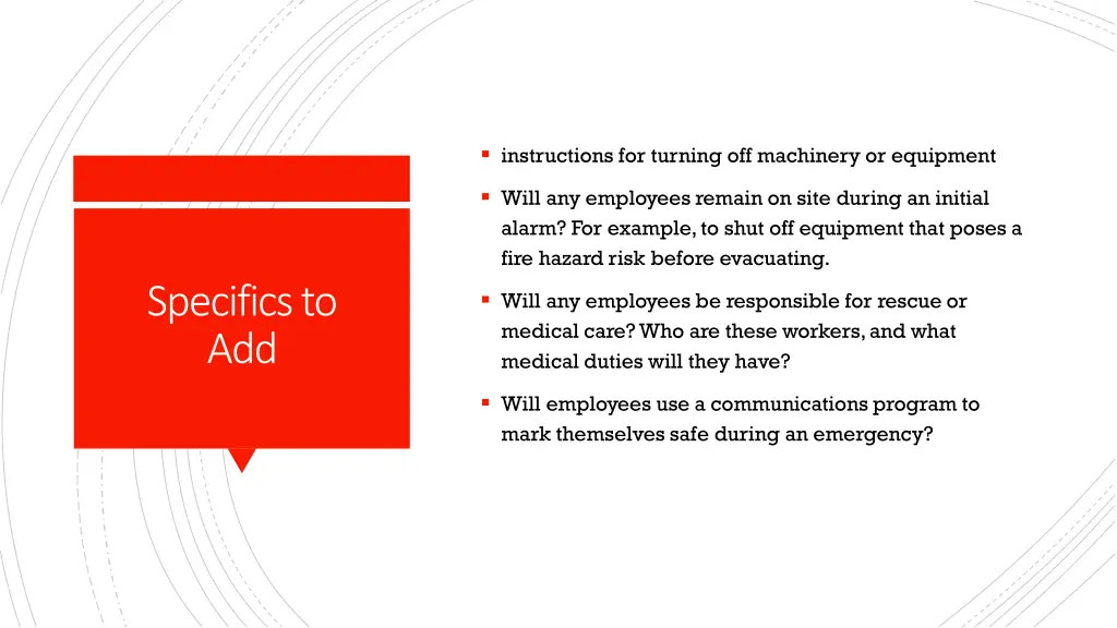 instructions for turning off machinery