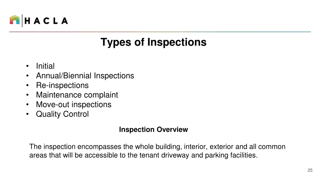 types of inspections