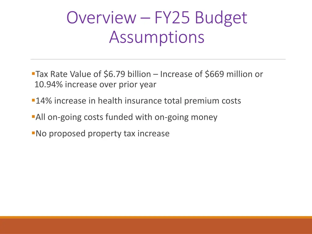 overview fy25 budget assumptions