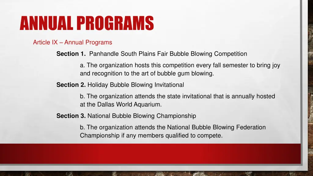 annual programs