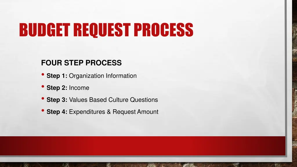 budget request process 2