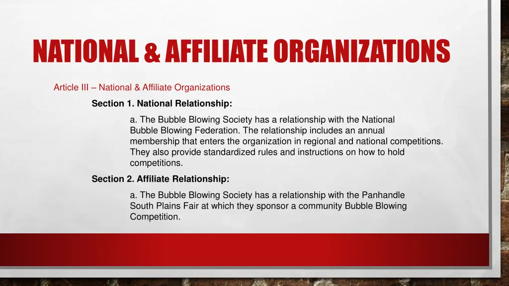 national affiliate organizations