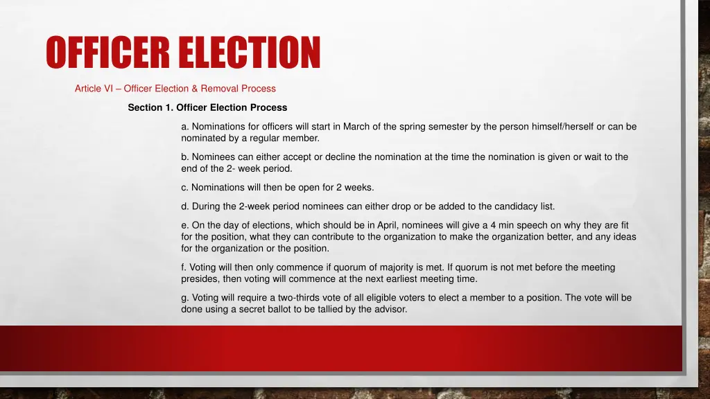 officer election