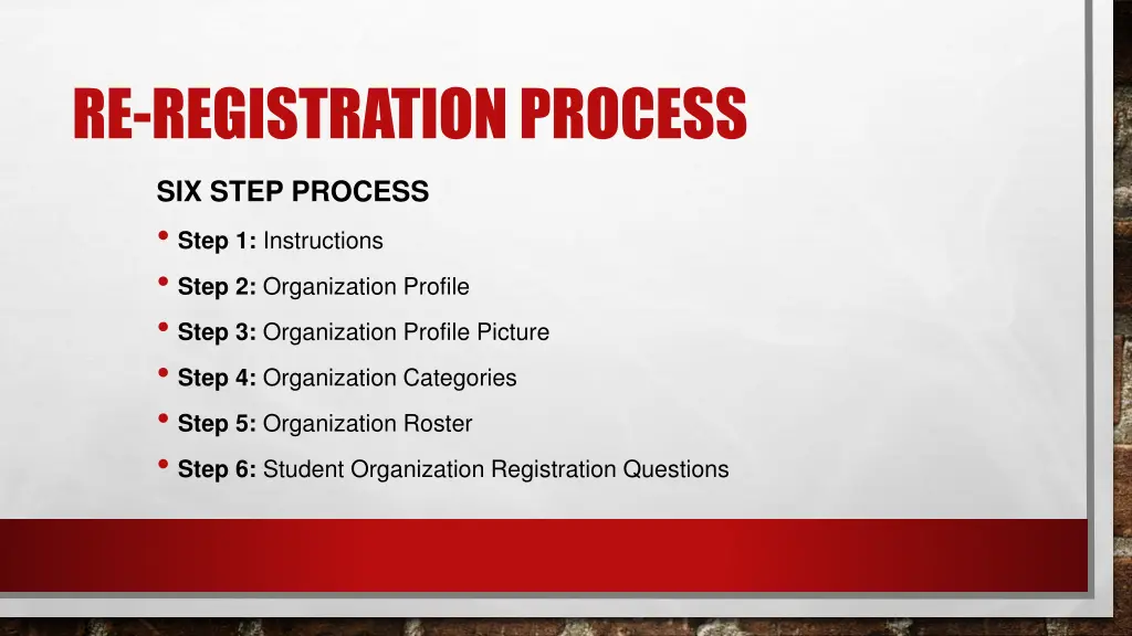 re registration process 2