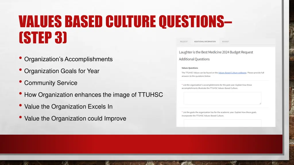 values based culture questions step 3