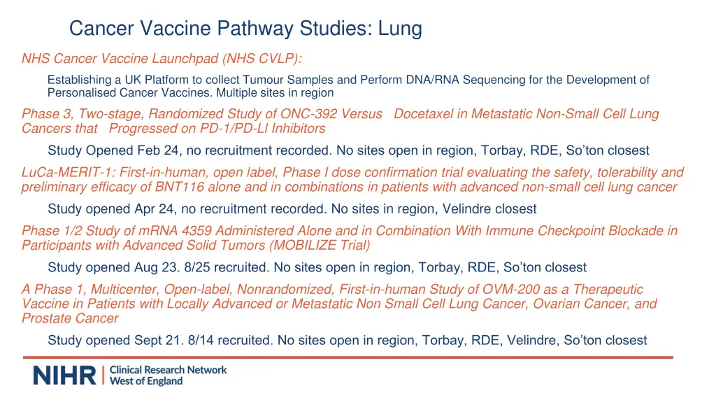 cancer vaccine pathway studies lung