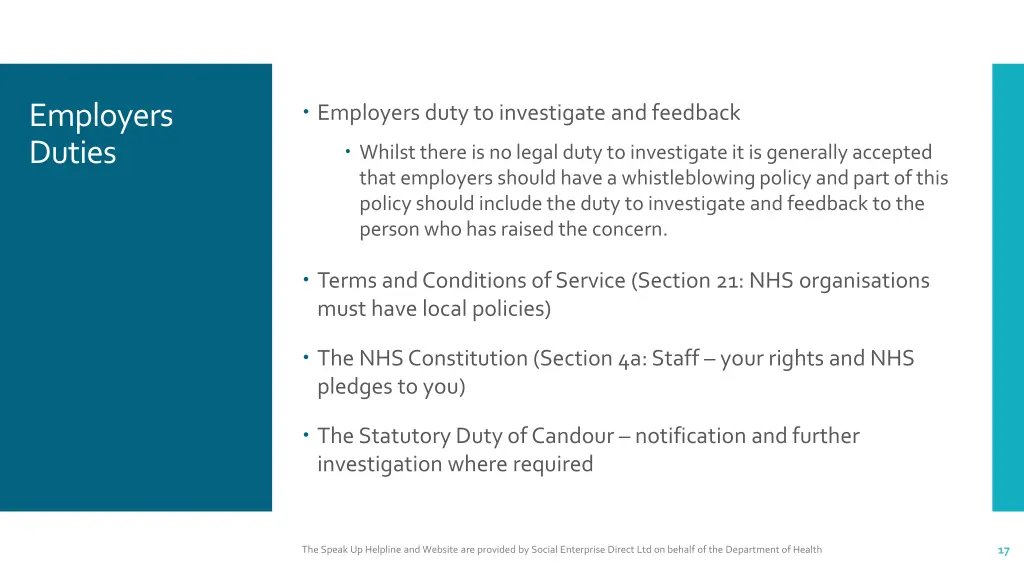 employers duty to investigate and feedback