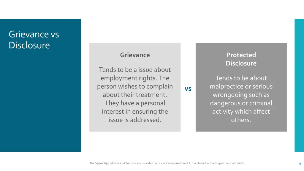 grievance vs disclosure