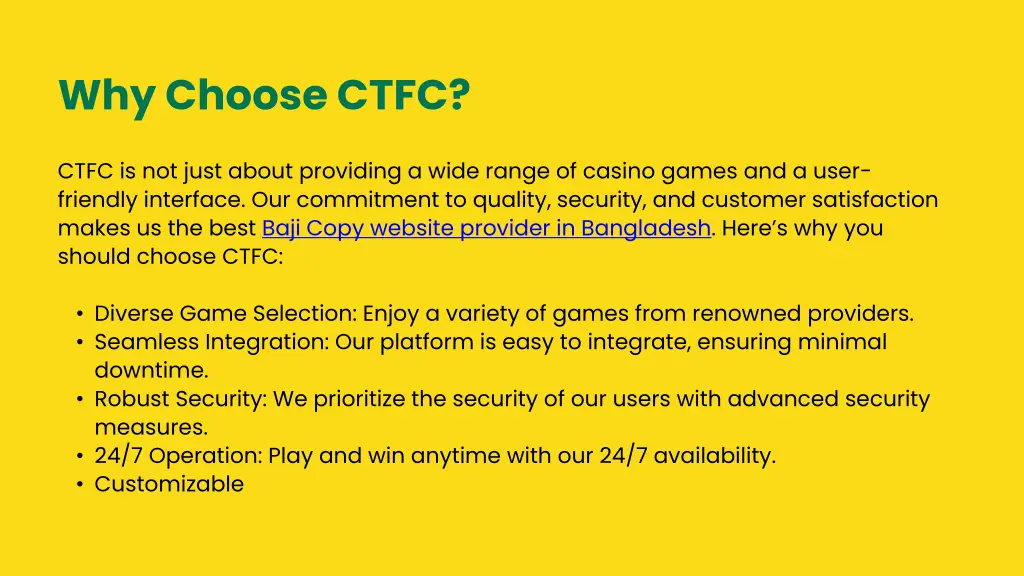 why choose ctfc