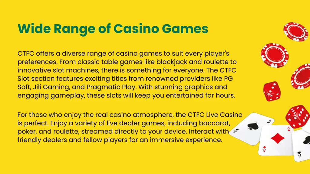 wide range of casino games