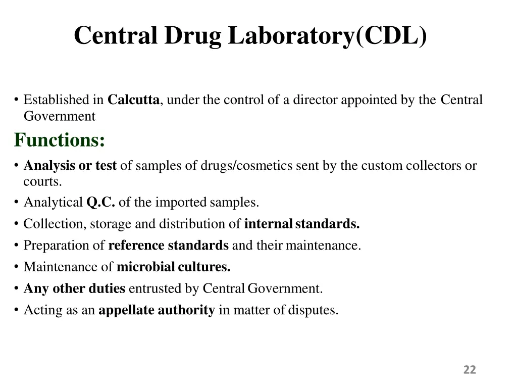 central drug laboratory cdl