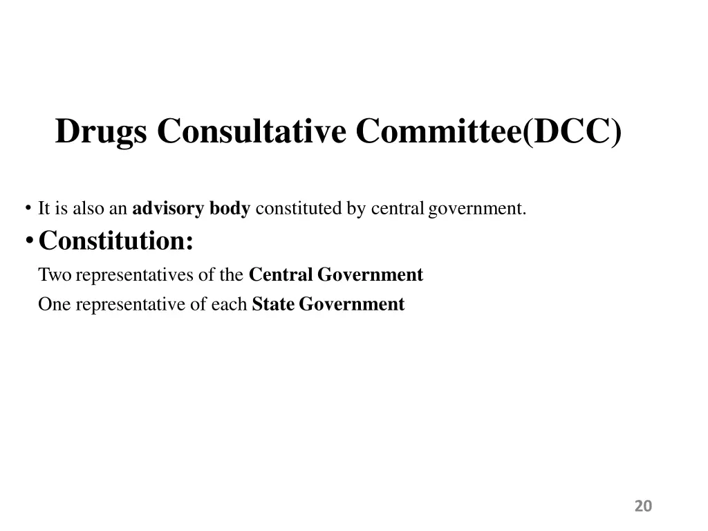 drugs consultative committee dcc