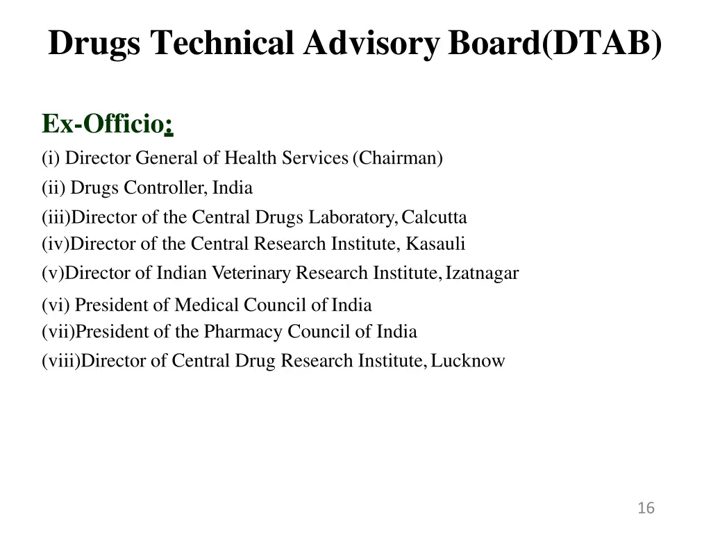 drugs technical advisoryboard dtab