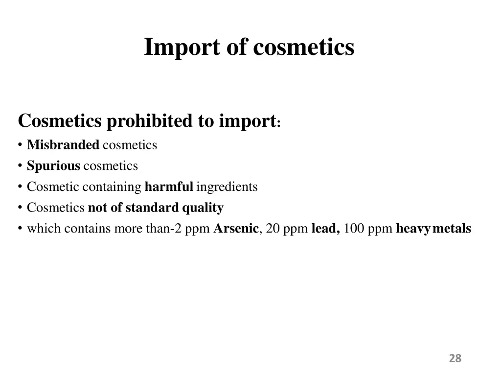 import of cosmetics