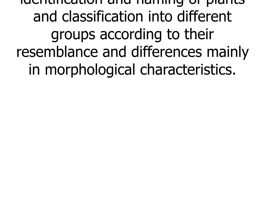 identification and naming of plants