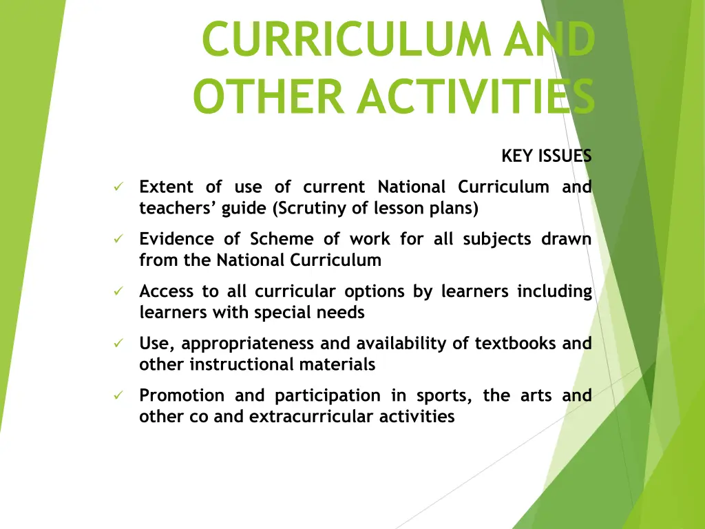 curriculum and other activities