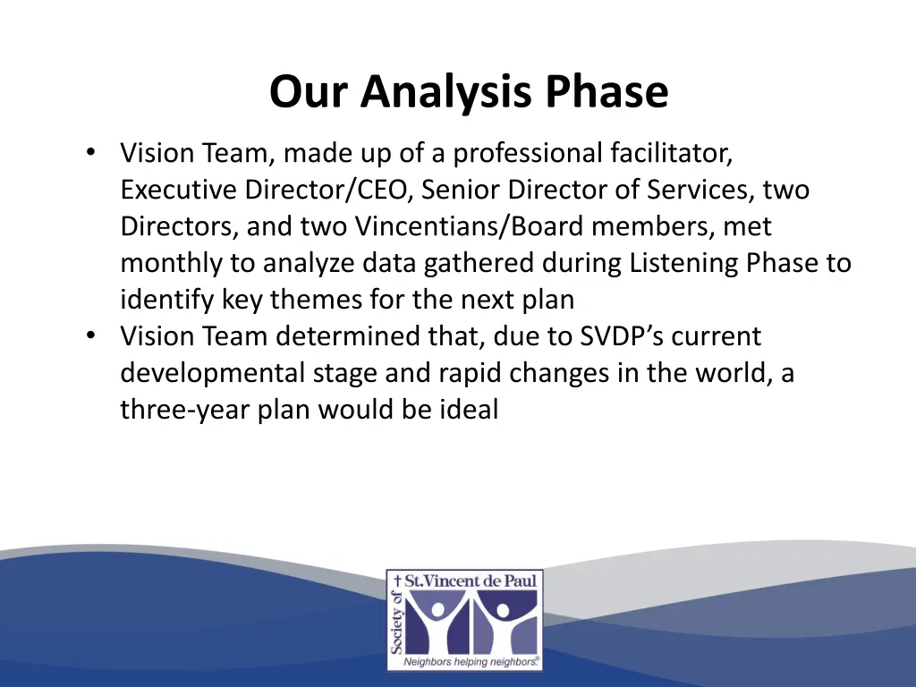 our analysis phase vision team made