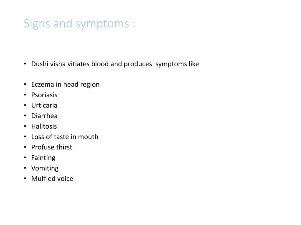 signs and symptoms