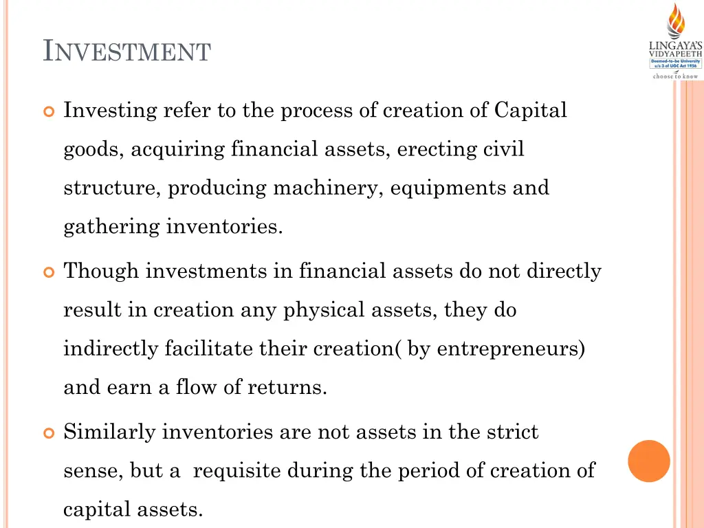 i nvestment