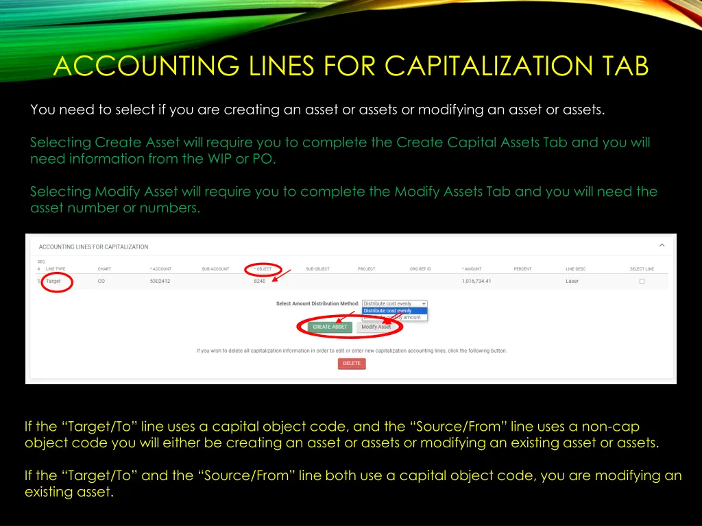 accounting lines for capitalization tab 4