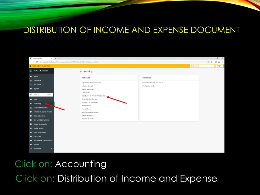 distribution of income and expense document