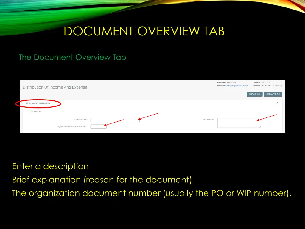 document overview tab