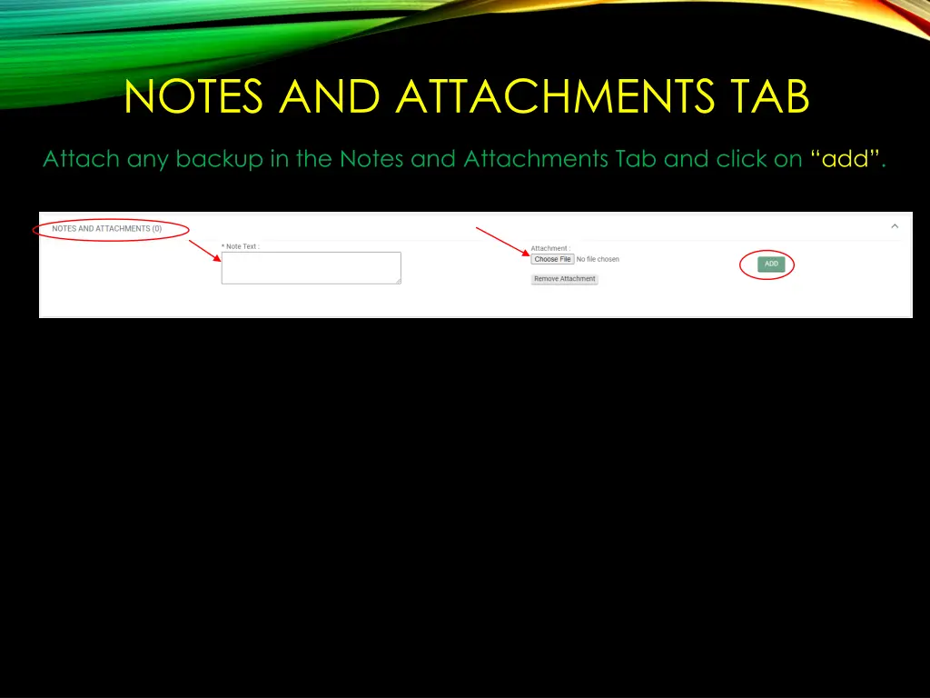 notes and attachments tab
